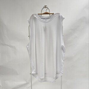 FXN Men's Drop cut Sleeveless T shirt White
